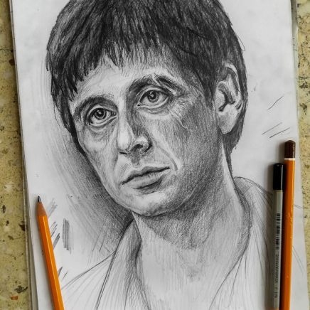SCARFACE graphite on paper 20 x 30 cm
